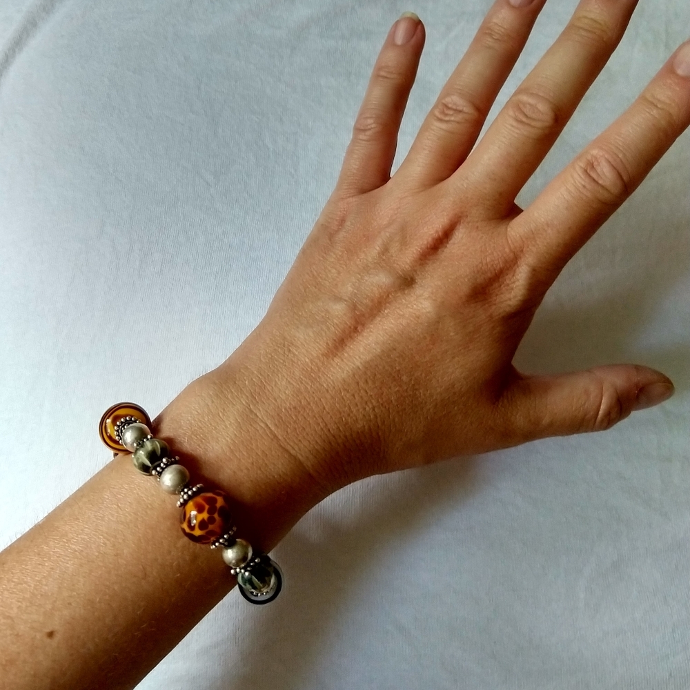ARTSY BRACELET + PENDANT set glass sterling silver